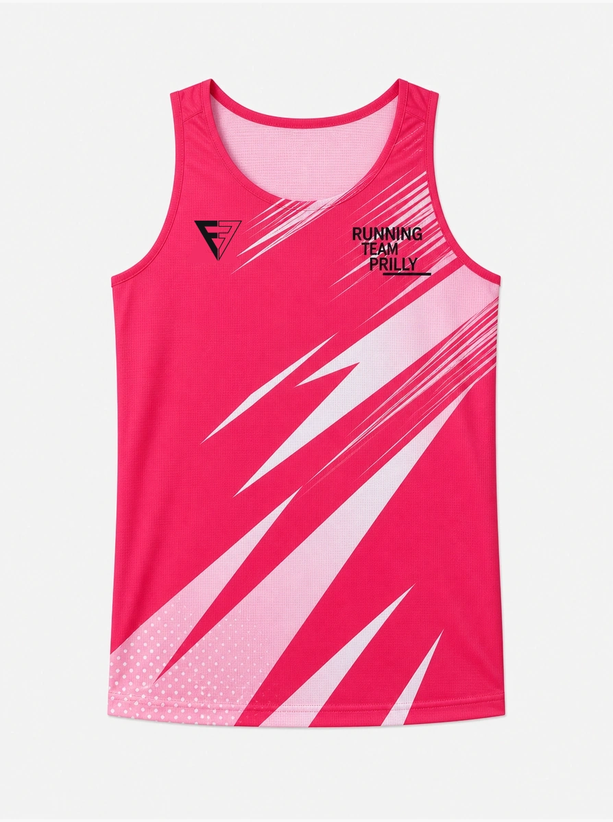 Débardeur de running rose fluo personnalisé pour un club de course