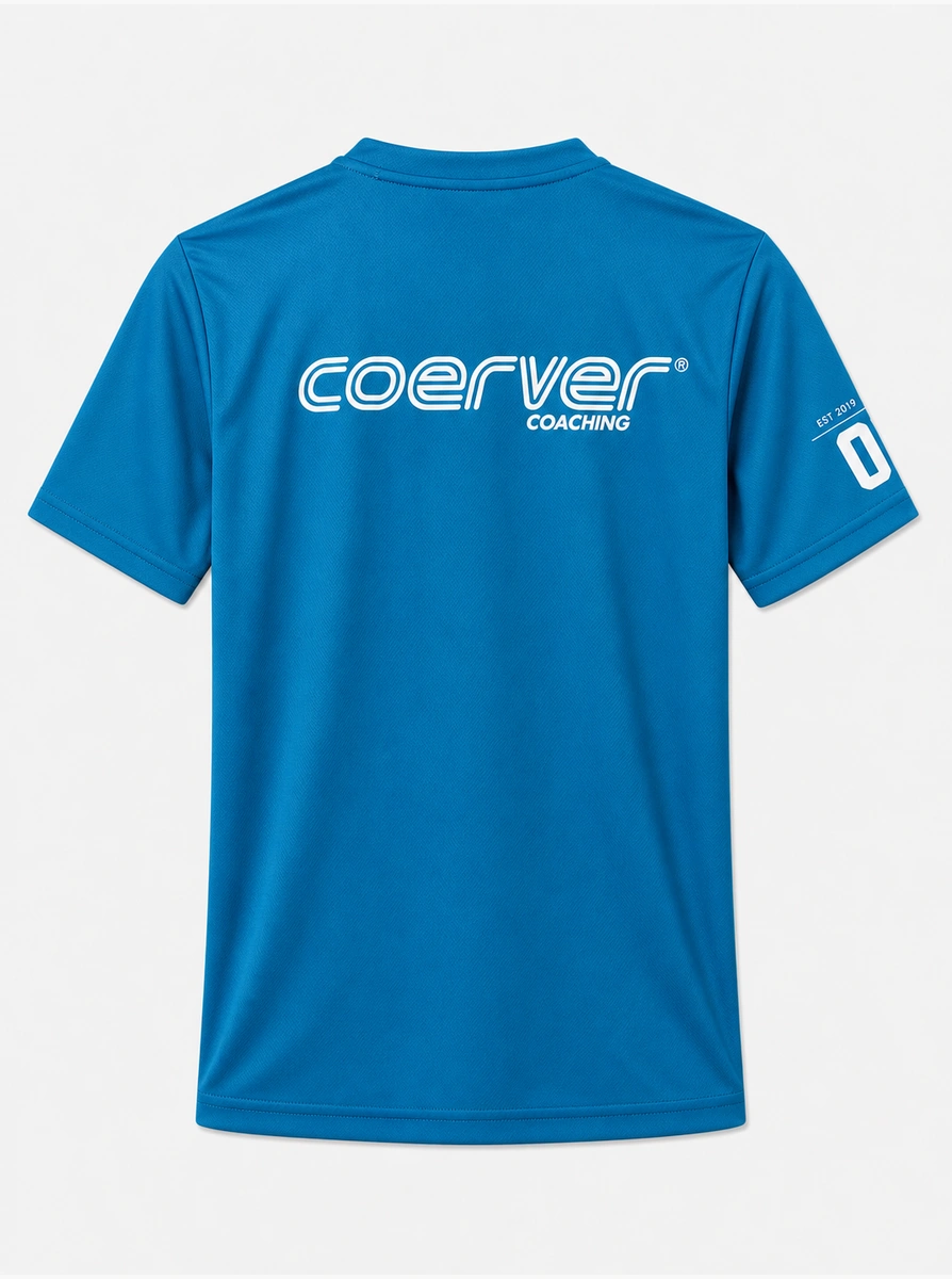 Dos d’un maillot bleu floqué Coerver Coaching